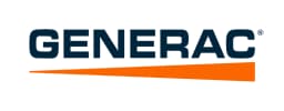 Generac logo featuring bold dark blue text with an orange triangular graphic element.